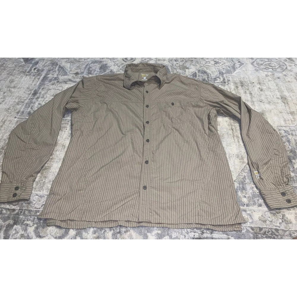 Mens Mountain Hardwear Long Sleeve Beige Stripe‎  Button Down Sz XL X-Large